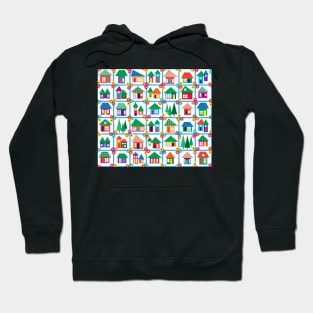 Sweet little houses on turquoise, little town, summertime in the city Hoodie